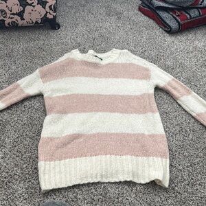 Striped Cream and Pink Women's Sweater